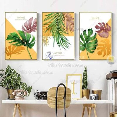 File gốc File gốc in bộ tranh decor treo tráng gương canvas GB20664 (in lụa) cao cấp