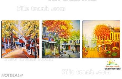 File in trần File gốc in bộ tranh decor treo tráng gương canvas GB20809 (bản gốc) phong cảnh