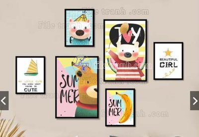 File gốc File gốc in bộ tranh decor treo tráng gương canvas GB20837 (trang trí) phòng làm việc