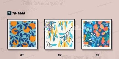 File tranh File gốc in bộ tranh decor treo tráng gương canvas GB20883 (bản gốc) in lụa 3D
