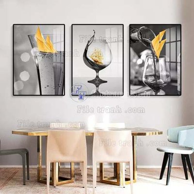 File tranh File gốc in bộ tranh decor treo tráng gương canvas GB21021 (bản gốc) in lụa 5D
