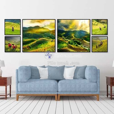 Download file gốc File gốc in bộ tranh decor treo tráng gương canvas GB21036 (in lụa) tranh 3D