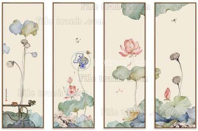 File tranh File gốc in bộ tranh decor treo tráng gương canvas GB21061 (bản gốc) in lụa 5D
