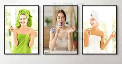 File tranh File gốc in bộ tranh decor treo tráng gương canvas GB21161 (bản gốc) in lụa dán tường