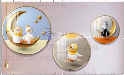 File tranh File gốc in bộ tranh decor treo tráng gương canvas GB21221 (gốc) in film