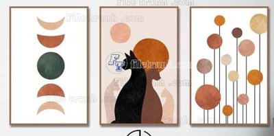 Download file gốc File gốc in bộ tranh decor treo tráng gương canvas GB21361 (in lụa) hoa lá