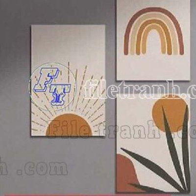 File tranh File gốc in bộ tranh decor treo tráng gương canvas GB21365 (bản gốc) in lụa dán tường