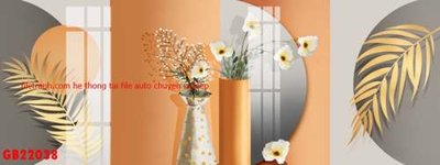 Download file gốc File gốc in bộ tranh decor treo tráng gương canvas GB22038 (in lụa) nghệ thuật