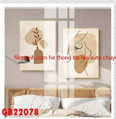 File tranh in trần 3D File gốc in bộ tranh decor treo tráng gương canvas GB22078 (ảnh gốc)