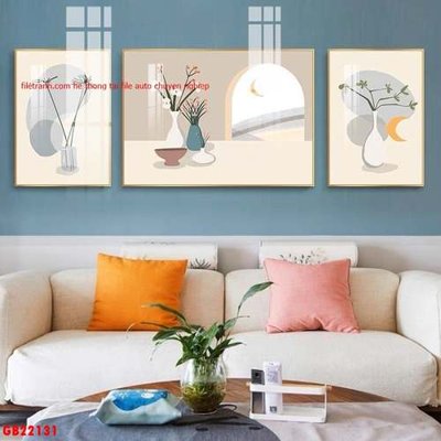 File tranh File gốc in bộ tranh decor treo tráng gương canvas GB22131 (bản gốc) in lụa 5D
