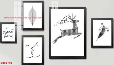 File gốc File gốc in bộ tranh decor treo tráng gương canvas GB22140 (thiết kế) độc quyền