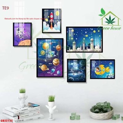 File tranh File gốc in bộ tranh decor treo tráng gương canvas GB22155 (bản gốc) treo tường