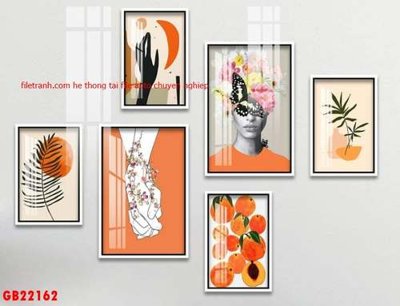 File tranh File gốc in bộ tranh decor treo tráng gương canvas GB22162 (gốc) in trên kính