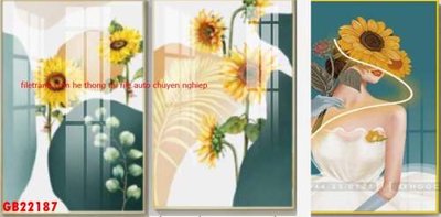 File in trần File gốc in bộ tranh decor treo tráng gương canvas GB22187 (file gốc) phong thủy