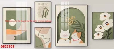 File ảnh File gốc in bộ tranh decor treo tráng gương canvas GB22303 (gốc) in decal dán tường