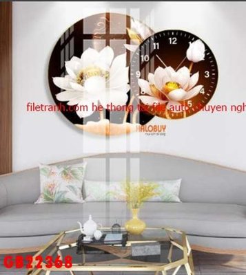 Tải file File gốc in bộ tranh decor treo tráng gương canvas GB22368 (gốc) chủ đề hoa sen