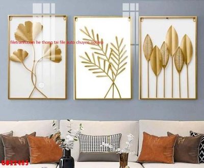 File gốc File gốc in bộ tranh decor treo tráng gương canvas GB22485 (in lụa) hoa văn cổ điển