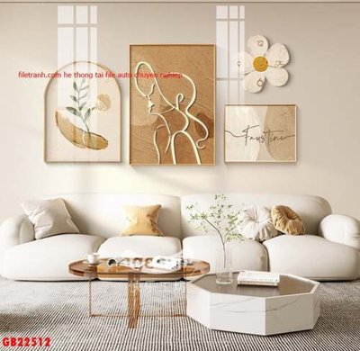 File tranh gốc File gốc in bộ tranh decor treo tráng gương canvas GB22512 (bản quyền) Filetranh.com