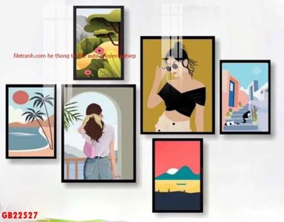 Tải file File gốc in bộ tranh decor treo tráng gương canvas GB22527 (gốc) chủ đề phong thủy