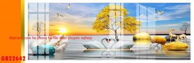 File gốc File gốc in bộ tranh decor treo tráng gương canvas GB22642 (in lụa) họa tiết 3D