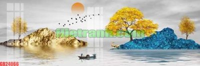 File gốc File gốc in bộ tranh decor treo tráng gương canvas GB24066 (in lụa) tranh mã đáo