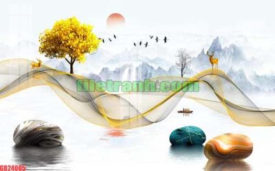 File in trần File gốc in bộ tranh decor treo tráng gương canvas GB24085 (file gốc) xuyên sáng