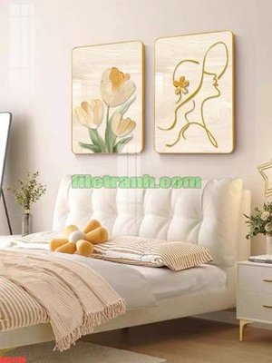 File tranh File gốc in bộ tranh decor treo tráng gương canvas GB24180 (gốc) in vải canvas