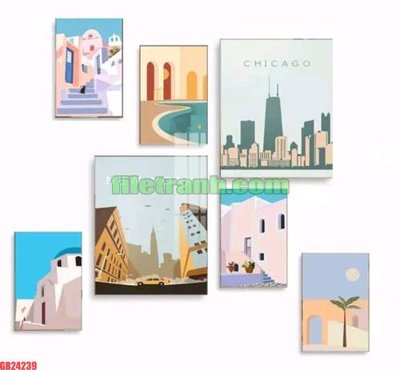 File tranh in tráng gương File gốc in bộ tranh decor treo tráng gương canvas GB24239 (siêu nét)