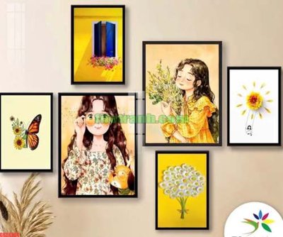 File tranh gốc File gốc in bộ tranh decor treo tráng gương canvas GB24284 (bản quyền) độc đáo