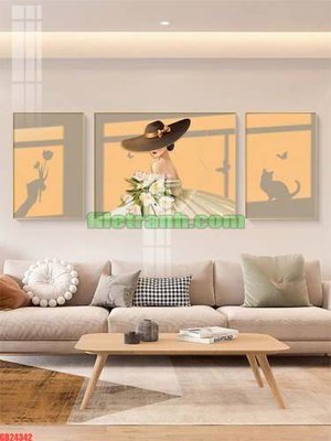 File tranh File gốc in bộ tranh decor treo tráng gương canvas GB24342 (file gốc) chủ đề phong thủy
