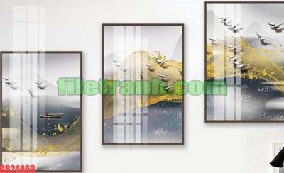 File tranh trang trí File gốc in bộ tranh decor treo tráng gương canvas GB24463 (tải file gốc)