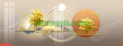 File tranh File gốc in bộ tranh decor treo tráng gương canvas GB24503 (bản gốc) in lụa 3D