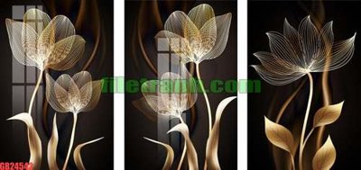 File gốc File gốc in bộ tranh decor treo tráng gương canvas GB24542 (in lụa) hoa văn cổ điển