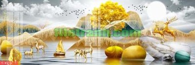 File ảnh File gốc in bộ tranh decor treo tráng gương canvas GB24546 (gốc) in poster