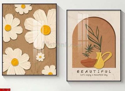 File tranh File gốc in bộ tranh decor treo tráng gương canvas GB25012 (gốc) chủ đề thiên nhiên