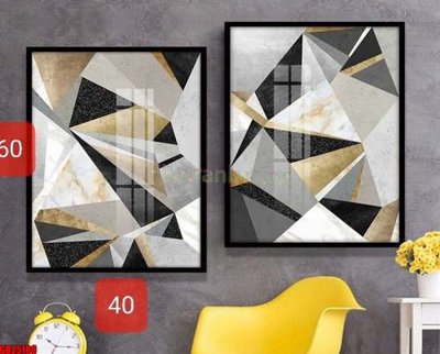 File gốc File gốc in bộ tranh decor treo tráng gương canvas GB25100 (trang trí) cho phòng khách