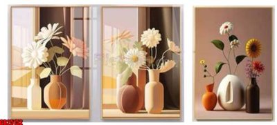 Tải file File gốc in bộ tranh decor treo tráng gương canvas GB25152 (gốc) chủ đề hoa sen