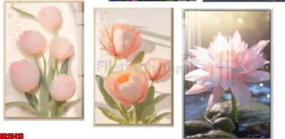 File gốc File gốc in bộ tranh decor treo tráng gương canvas GB25413 (in lụa) hoa văn cổ điển