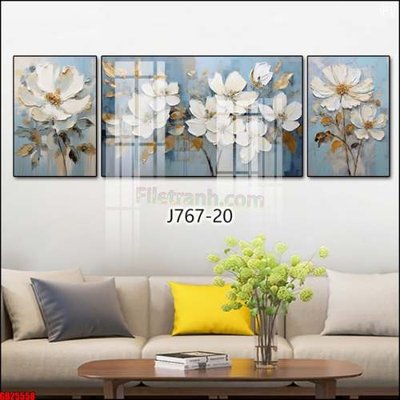 File in trần File gốc in bộ tranh decor treo tráng gương canvas GB25558 (file gốc) hoa văn 3D