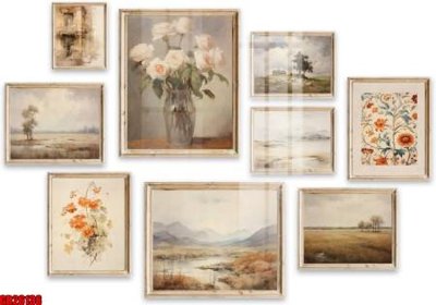 File gốc File gốc in bộ tranh decor treo tráng gương canvas GB26136 (in lụa) tranh mã đáo
