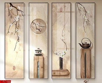Hình ảnh file gốc in trần nhà File gốc in bộ tranh decor treo tráng gương canvas GB26777