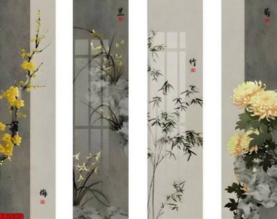 File tranh PSD File gốc in bộ tranh decor treo tráng gương canvas GB26970 chất lượng cao