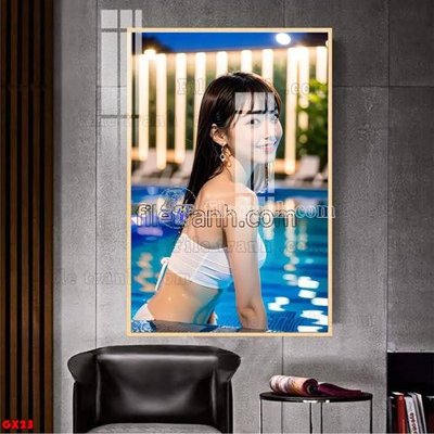 File tranh File tranh gái xinh đánh bida bi-a BILLARD GX23 (bản gốc) trang trí văn phòng