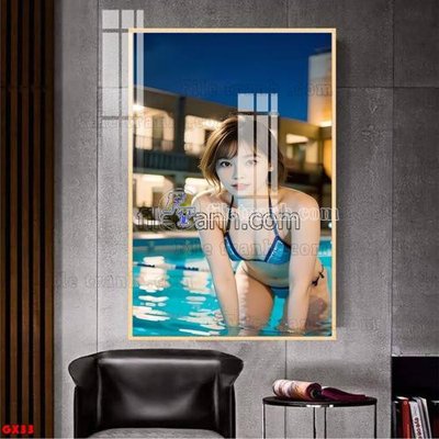 File gốc File tranh gái xinh đánh bida bi-a BILLARD GX33 (in lụa) hoa văn cổ điển