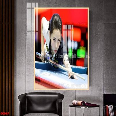 Tải file PSD File tranh gái xinh đánh bida bi-a BILLARD GX47 (nguyên layer) để in