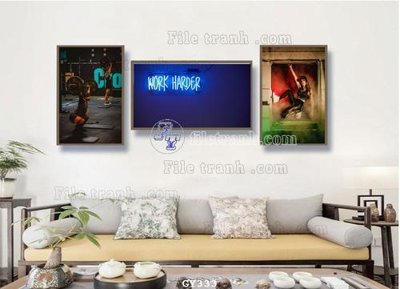 Download file gốc File tranh treo phòng gym GYM333 (in lụa) tranh 3D