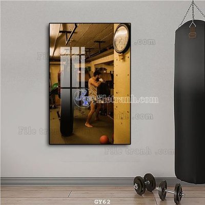 File tranh gốc in trần nhà File tranh treo phòng gym GYM62 3D