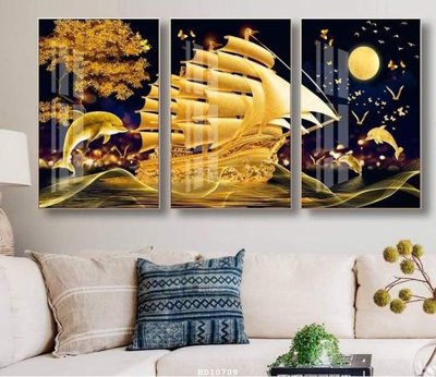 File gốc File tranh treo hiện đại HD10709 (in lụa) tranh thuận buồm