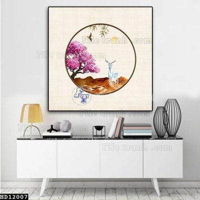 File in trần File tranh hiện đại pha lê gương HD12007 (bản gốc) phong cảnh