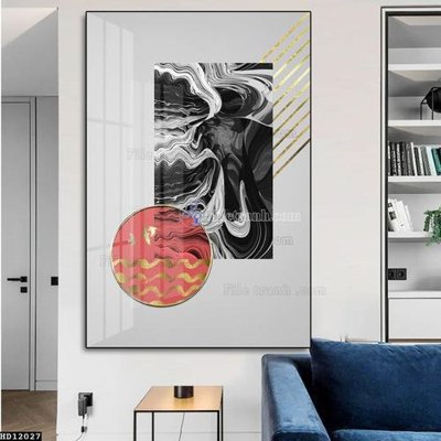 File gốc in mica File tranh hiện đại pha lê gương HD12027 chất lượng